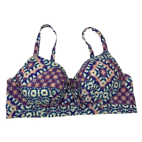 Swimsuits For All Plus 46C Underwire Bikini Swim Top Tile Print Keyhole Detail Size XL