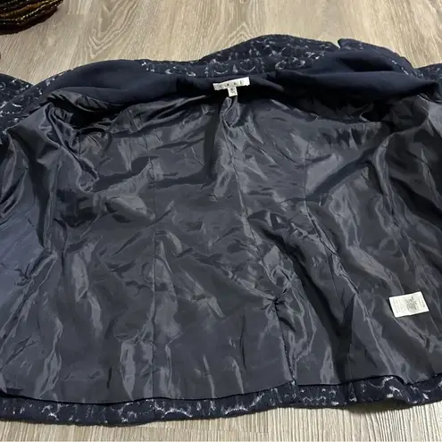 CAbi #109 Brocade Navy Blue Floral Jacquard Print Single Button Blazer Size 6