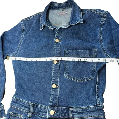 DL1961 Freja Jumpsuit Long Sleeve Blue Denim Tripoli Size Large