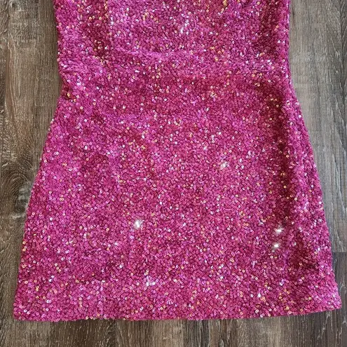 Retrofete Heather Sequin Dress in Hot Pink Strapless Mini Size Medium NWT