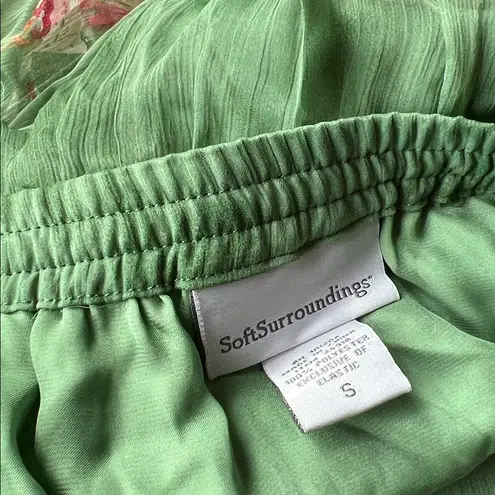 Soft Surroundings Green Floral Maxi Skirt Small Boho