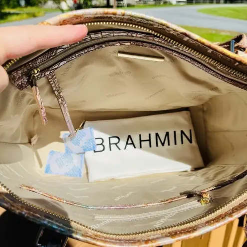 Brahmin  medium Asher truffle python tote bag with tassel HTF​​​​​​​