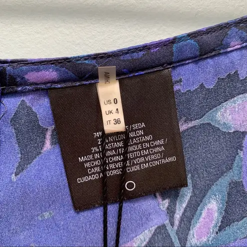 Elie Tahari  Silk Wide Leg Navy Floral Pants 0