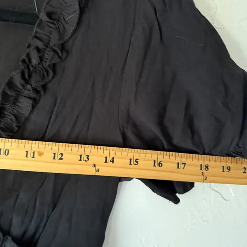 Mi Ami Black Ruffle V Neck Short Sleeve Tiered Mini Dress S Milkmaid Coquete