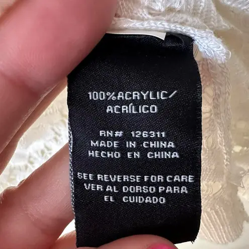 RN STUDIO RONNI NICOLE WHITE SWEATER SHRUG XL CROCHET BOHO OPEN FRONT balletcore - Image 3