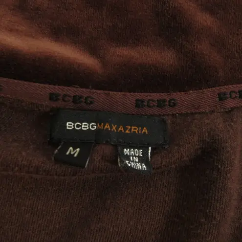 BCBG Maxazria Med Velour Track Jacket Brown Y2K Rhinestone Full Zip