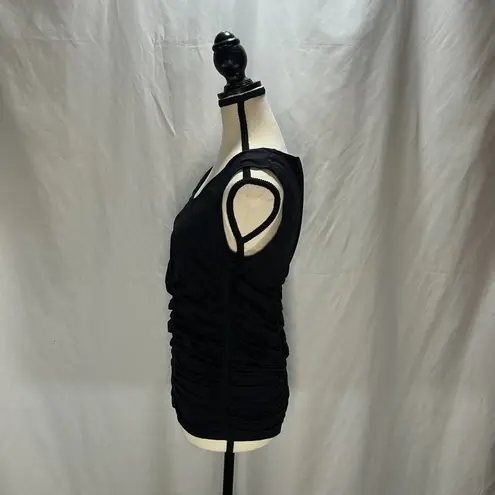 LAST TANG0 Black L/XL Sleeveless Scoop Neck Ruched Tank Top Size L