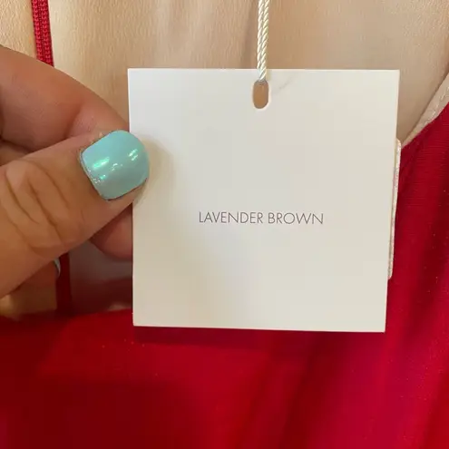 Lavender Brown Shimmer Square Neck Belted Romper in Rasperry