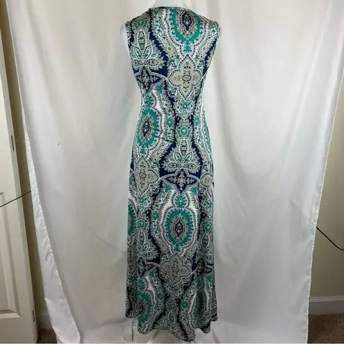 Soft Surroundings  Green Blue Cruise Vacation Beach Maxi Dress NWOT