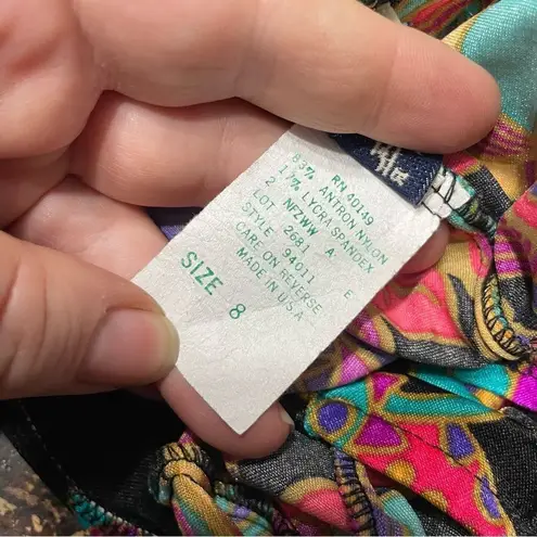 Oscar de la Renta Oscar De La Renta Retro Floral One Piece Plunge Multicolor Swimsuit 8