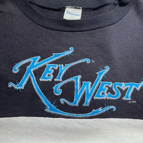 Vintage Key West Pullover Sweatshirt Sweater Crewneck Colorblock White Size L
