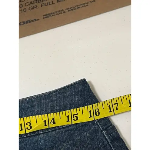 Bandolino Women's Distressed Dark Wash Reg Fit Knee Length Jean Skirt size 6