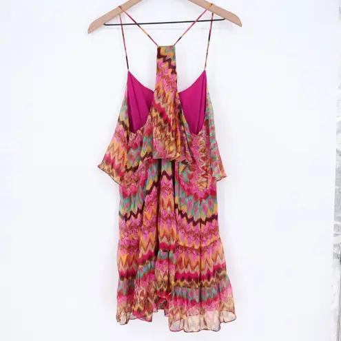 Haute Hippie Silk Tiered Chevron Print Camisole Dress Size L