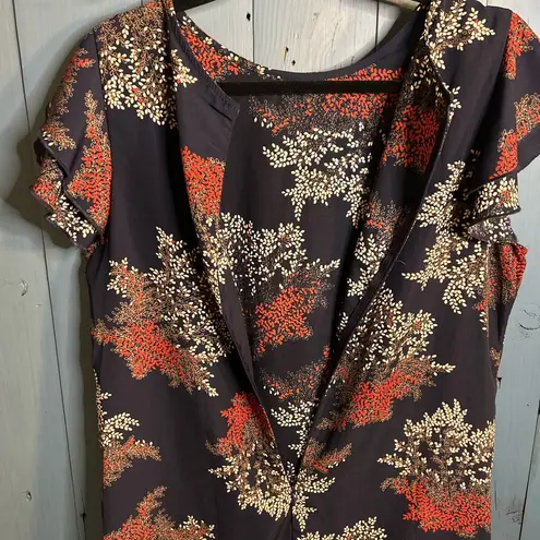 Ces Femme Navy Blue and Red Floral Sheath Dress | Size Medium Black