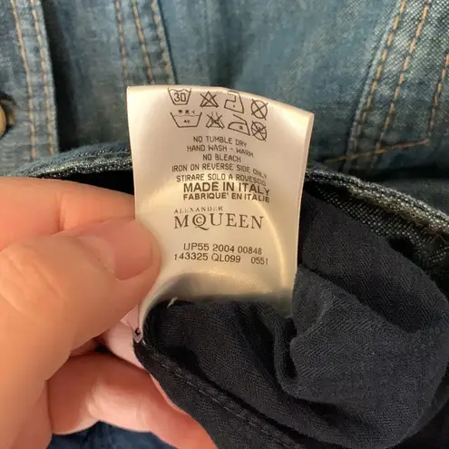 Alexander McQueen 00s jean jacket womens size 46 large medium denim bow y2k blue