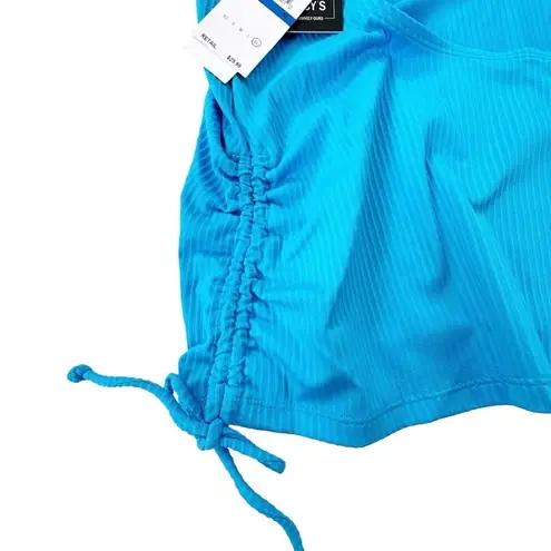 NWT Salt + Cove Ribbed Shirred Halter Tankini Swimsuit Top Cerulean Blue Size XL