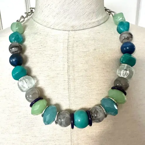 Ny Collection chunky blue beaded statement necklace