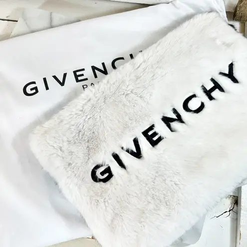 Givenchy Large Black & White Fur Two Tone GV3 Pouch/Clutch