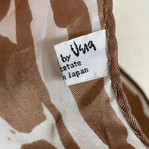 Vintage Vera Neumann Scarf Dots Squares Rectangular Brown White Acetate 15x45