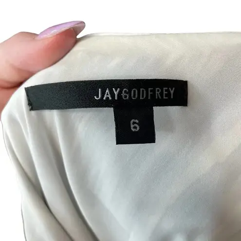 Jay Godfrey Paradis Silk One Shoulder Aztec Print Mini Dress Gray Blue Size 6