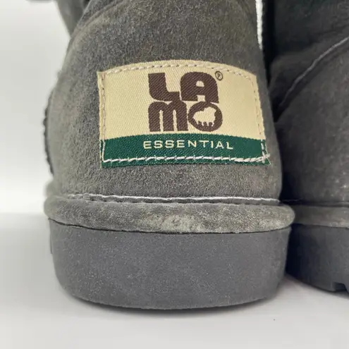 Lamo Gray Lambskin Leather Boots Winter Cozy Loungewear Slippers Women's size 6