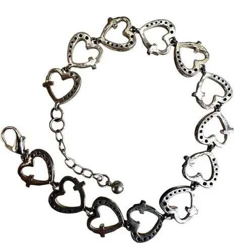 Rhinestone Heart cross Link Bracelet