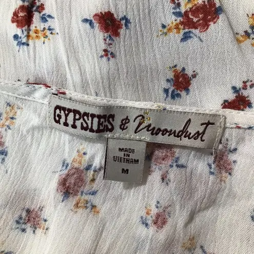 Gypsies & Moondust Flutter Sleeve Tie Front Boho Top NEW MEDIUM