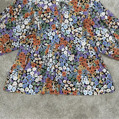 Dear John NWT Malia Blouse Top Multicolor Floral 3/4 Sleeve Boho Romantic M