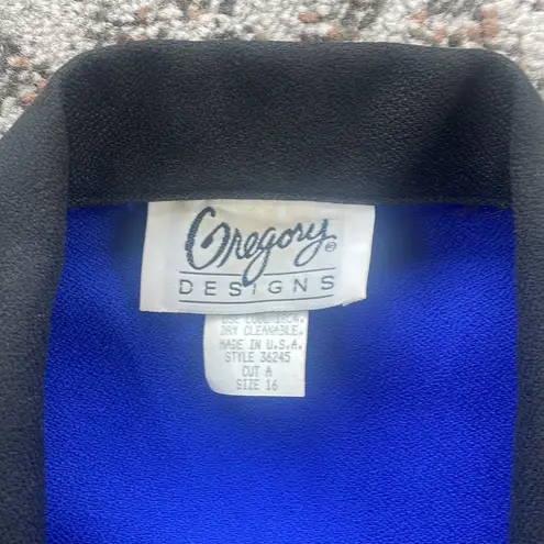 Gregory Designs Vintage Two Piece Skirt Suit Set Blue & Black 16