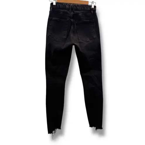 Good American Good Legs Step Fray Hem Faded Black Ankle Jeans Sz 6 / 28