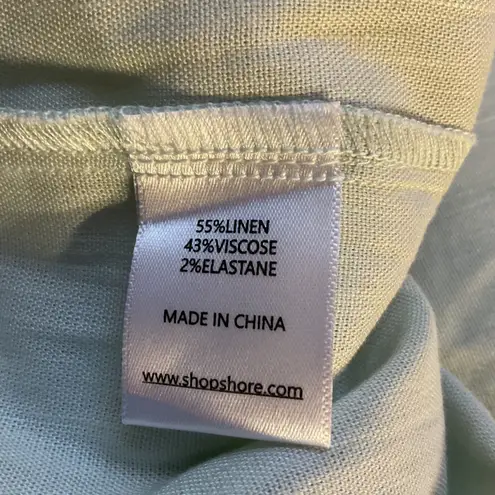 Shore Women's Short Sleeve Collared Button Down Linen Shirt Green Size S NWT Green