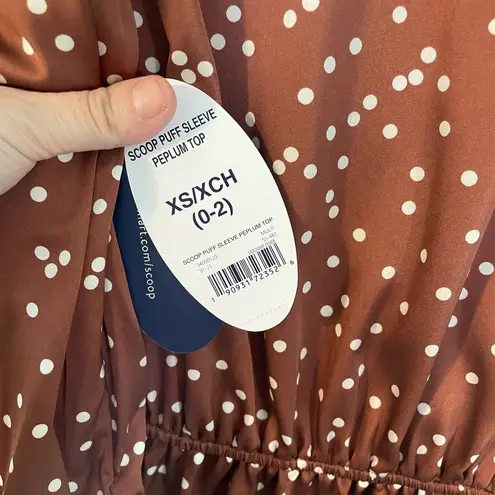 Scoop Wrap Blouse | NWT | Polka Dot | Size XS | Retro Pinup | Coquette Brown