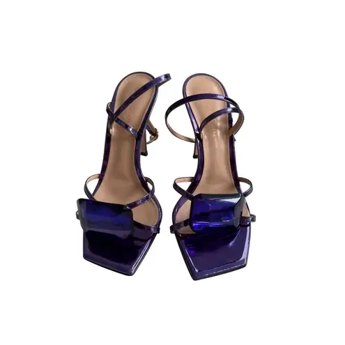 Gianvito Rossi Jaipur Indigo Purple Crystal Embellished Leather Sandals Heels Si