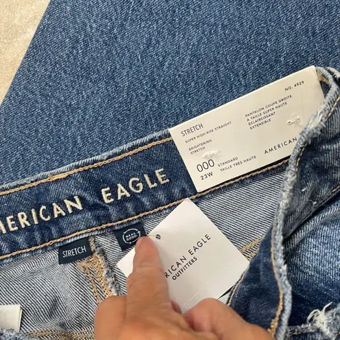American Eagle Ne(X)t Level Super High Rise Jeans Size 000 New 23w Dark Wash Blue