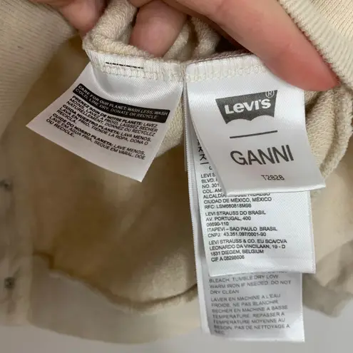 Ganni X Levi's Oversized Graphic Crewneck Sweatshirt XS Womens Oat New