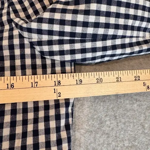 J. Crew Preppy Moto Jacket Womens 10 Blue White Gingham Plaid Cotton Linen NWOT