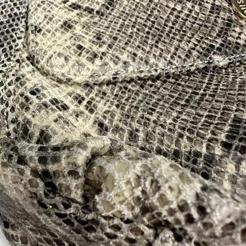 Isaac Mizrahi Live Bridgehampton Leather Bag Chain Strap Soft Snakeskin Print