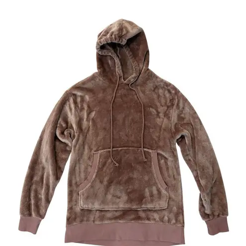 Colsie Women's Brown Faux Fur Hoodie Jacket XS Cozy Trendy Casual