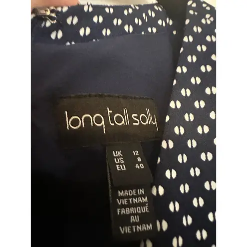 Long Tall Sally navy and white sleeveless pant romper US 8 39" inseam Blue