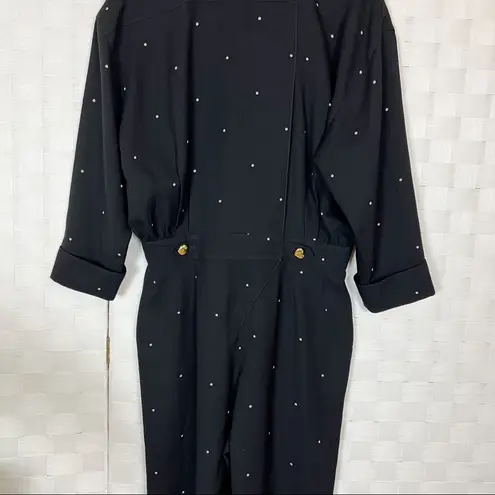 Vintage Escada Black With Hearts Long Sleeve Jumpsuit Size 40
