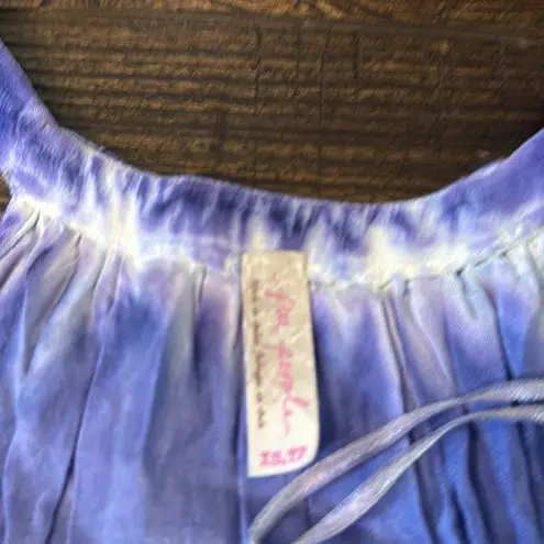 Free People  Asymmetrical Tie Dye Dress Blue Sleeveless Boho Festival Size XS