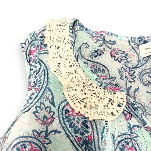 Abercrombie & Fitch Abercrombie Fitch Womens Blouse Top Lace Collar Lightweight Floral Boho Medium