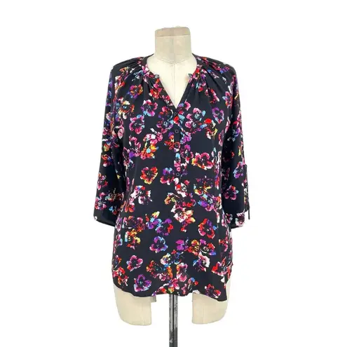 Yumi Kim Yumi Top In Black Floral Print Silk Size XS