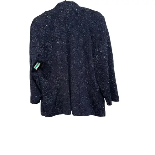 Alex Evenings NWT ‎ Jacquard Knit Glittered Mandarin neckline jacket navy size 14