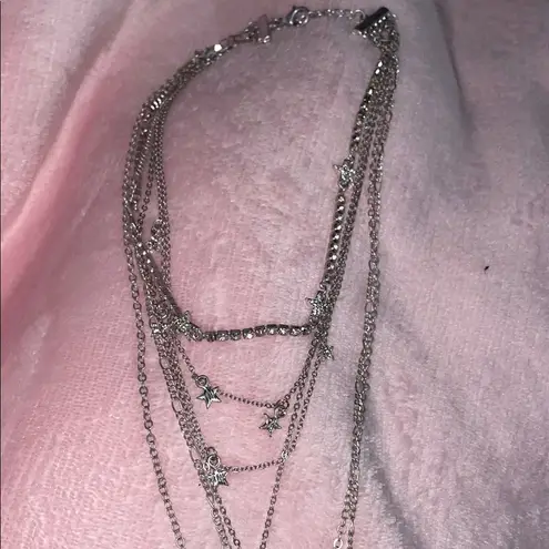 Lulus Made of Stardust Silver Rhinestone Layered Coin Necklace