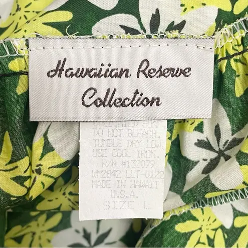 Vintage Hawaiian Reserve Green Floral Muumuu Dress Size Large Made in Hawaii USA