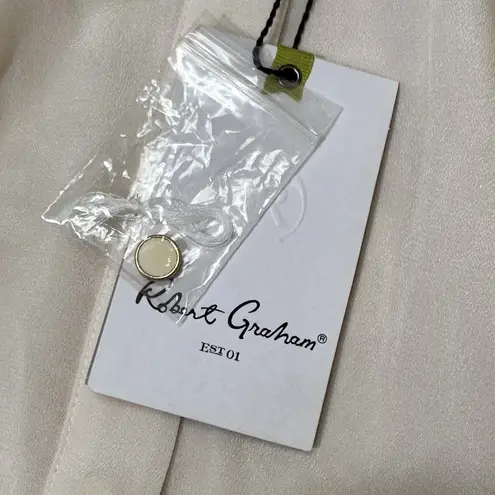 Robert Graham NWT 100% Silk Ivory Long Sleeve Button Down Shirt Blouse XS Lexi