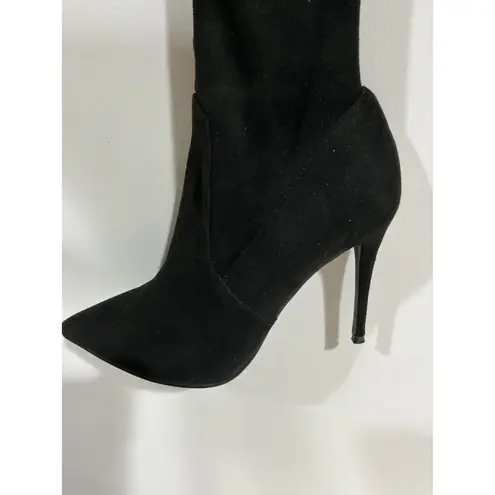 Woman’s Dominique Size 7.5 Black Faux Suede Stiletto Heel Otk Tall Boots 702