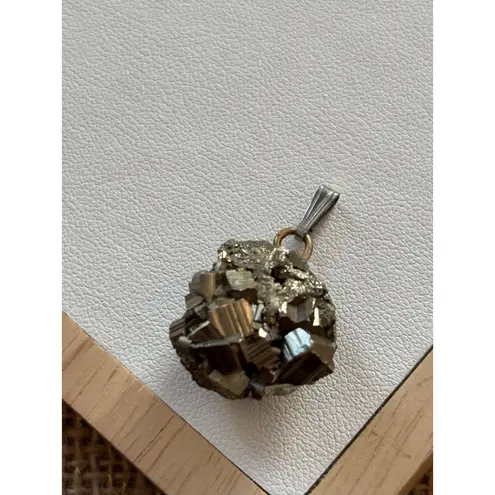 Pyrite Gemstone Pendant With Silver Loop Gold