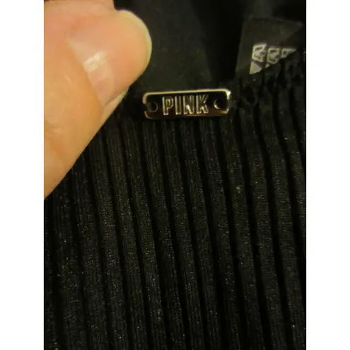 Victoria’s Secret PINK Ribbed One Piece Swimsuit Strappy Sides XS Black